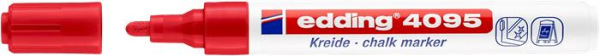 Kriedový popisovač, 2-3 mm, kuželový, EDDING "4095", červený 2