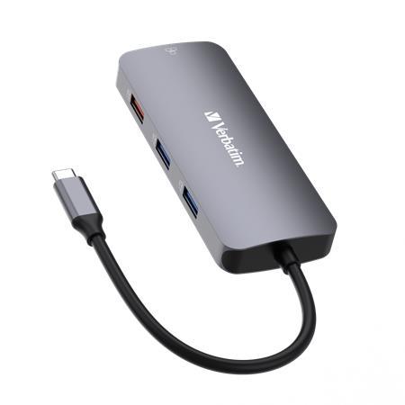 USB HUB, 2xUSB-C/1xHDMI/3xUSB-A/RJ45/SD/mSD, VERBATIM 3