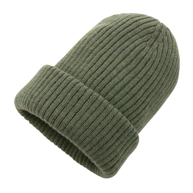 Dvojito pletená beanie čapica Impact z Polylana® AWARE™ zelená 3