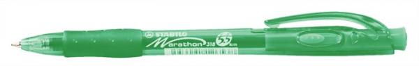 Guľôčkové pero, 0,4 mm, stláčací mechanizmus, STABILO "Marathon", zelené 1
