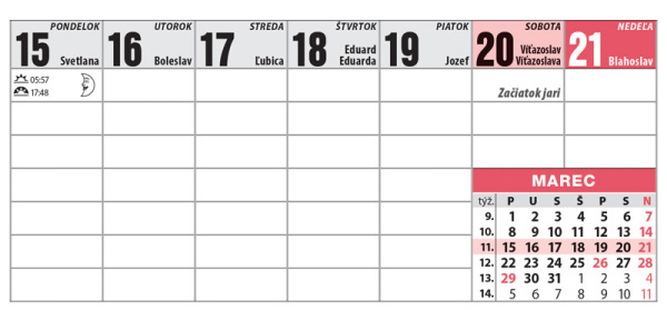 Stolový kalendár Stĺpcový s veľkými písmenami 2027 1
