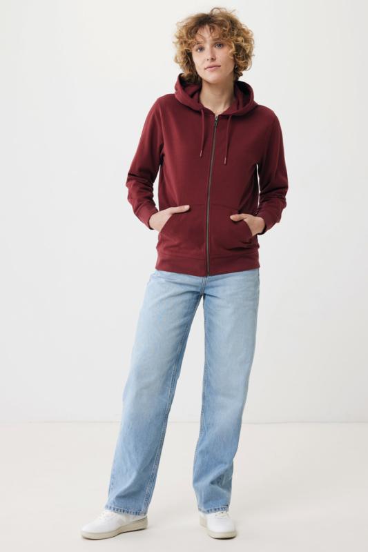 Mikina na zips s kapucňou IQONIQ Abisko z recykl. bavlny vínovo červená XXXL 9