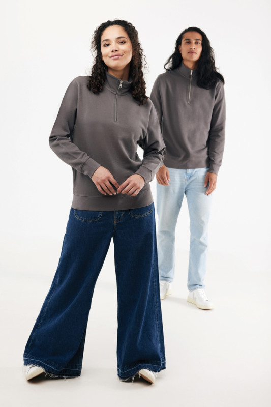 IQONIQ Elgon sveter s krátkym zipsom z recyklovanej bavlny antracitová XXXL 14