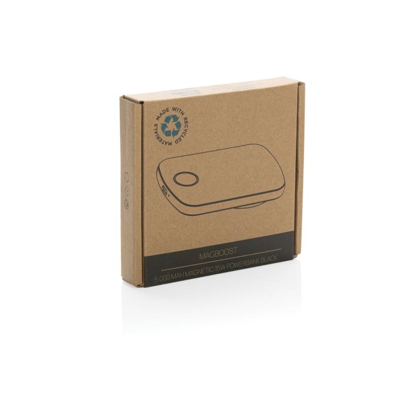 Magnetická powerbanka 5000mAh MagBoost z RCS recykl. plastu čierna 11