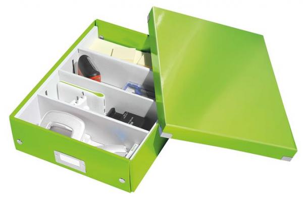 Odkladacia škatuľa, organizačná, laminovaný kartón, veľkosť: M, LEITZ "Click&Store", zelen 4