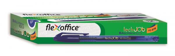 Guľôčkové pero, 0,4 mm, s vrchnákom, FLEXOFFICE "TechJob", modré 2