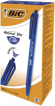 Guľôčkové pero, 0,32 mm, stláčací mechanizmus, BIC "Round Stic Clic", modré 1