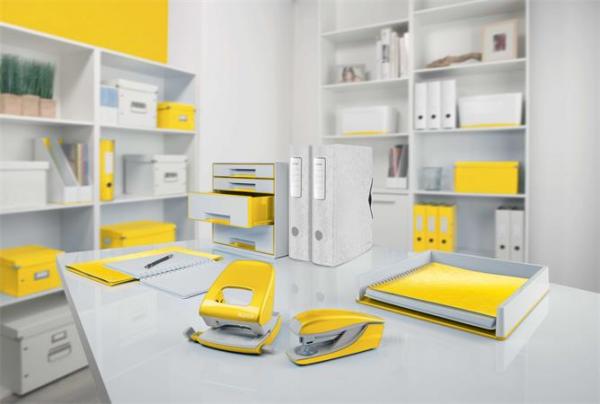 Dierovačka, dvojdierová, 30 listov, LEITZ "Nexxt Wow", žltá 8