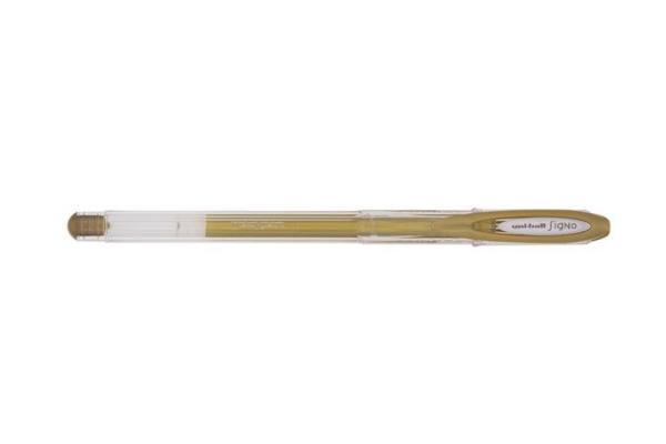Gélové pero, 0,5 mm, s vrchnákom, UNI "UM-120", metalické zlaté 1