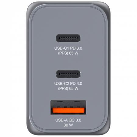 Sieťová nabíjačka, 2xUSB-C PD (65W), USB-A QC 3.0, EU/UK/US, GaN, VERBATIM 5