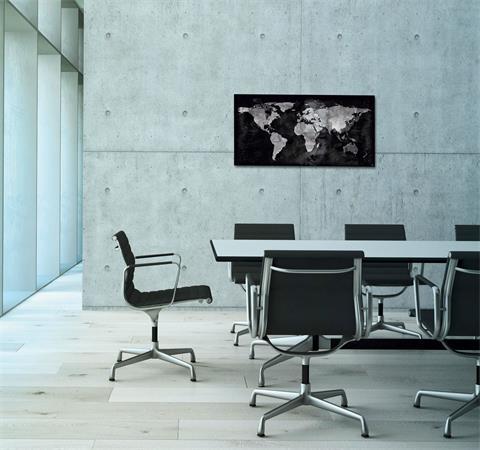 Magnetická sklenená tabuľa, Mapa sveta, 46x91 cm, SIGEL "Artverum® ", čierna 4
