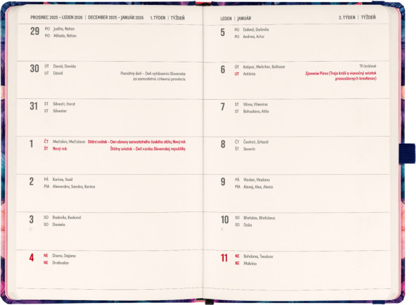 NOTIQUE Planbook diár/notes Kytica 2026, 13 x 21 cm 1