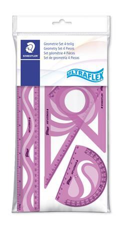 Pravítko, sada, plastové, ohybné, 4 ks, STAEDTLER "Ultraflex", mix farieb 4