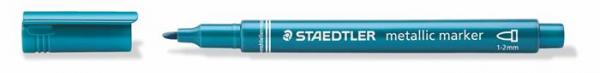 Dekoračný popisovač, 1-2 mm, kužeľový hrot, STAEDTLER, metalická modrá 1