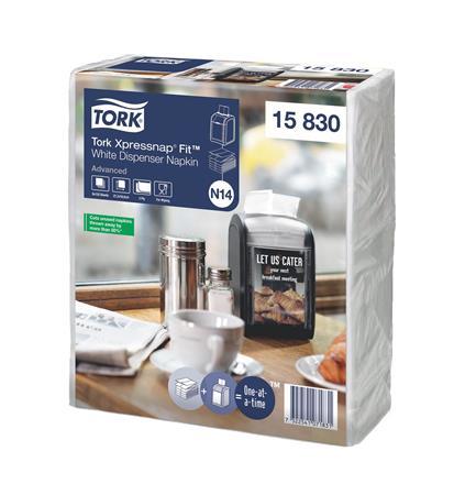 Servítky, do zásobníka, 2-vrstvové, 21,3x16,5 cm, N14 systém, Advanced, TORK "Xpressnap Fi 1