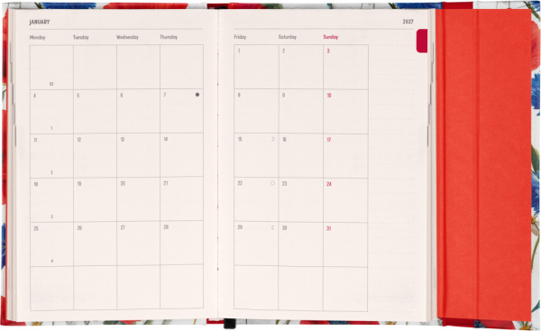 NOTIQUE Magnetic weekly planner Poppies 2027, 11 x 16 cm 3