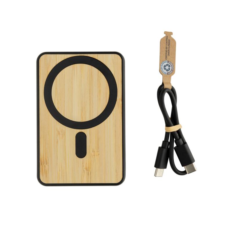 Magnetická powerbanka Zen 5000mAh 5W z RCS plastu a bambusu čierna 1