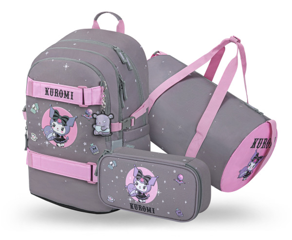 BAAGL SADA 3 Skate Kuromi Grey: batoh, peračník, športová taška GRS