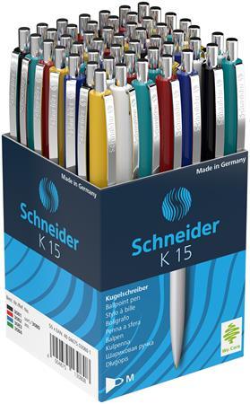 Guľôčkové pero, 0,5 mm, stláčací mechanizmus, telo v rôznych farbách, SCHNEIDER "K15", mod 2