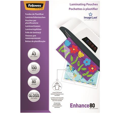 Laminovacia fólia, 80 mikr., A3, lesklá, 100 ks  FELLOWES 1
