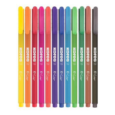 Liner, sada, 0,4 mm, KORES "K-Liner", 12 rôznych farieb 2