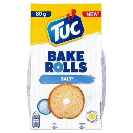 Chrumkavé chlebíčkové chipsy, 80 g, TUC "Bake Rolls", slané 1