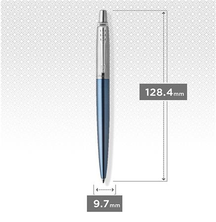 Guľôčkové pero, 0,7 mm, strieborný klip, Waterloo modré telo pera, PARKER, "Royal Jotter", 3