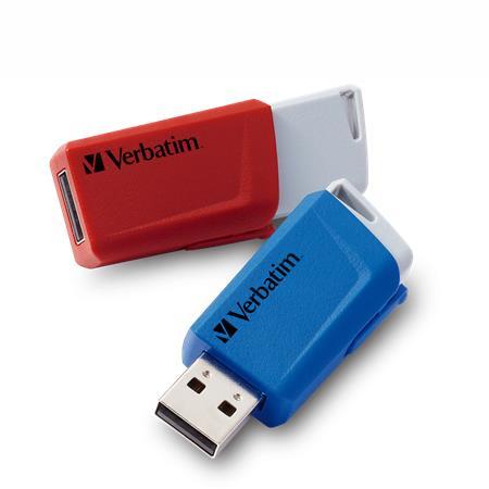 USB kľúč, 2 x 32GB, USB 3.2, 80/25MB/sec, VERBATIM "Store n Click", červená/modrá 2
