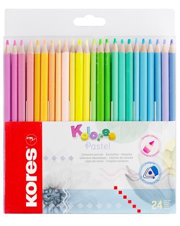 Farebné ceruzky, sada, trojhranné, KORES "Kolores", 24 pastelových farieb 1