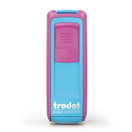 Pečiatka, TRODAT "Pocket Printy 9511", ružový-tyrkysový kryt, s čiernou poduškou 1