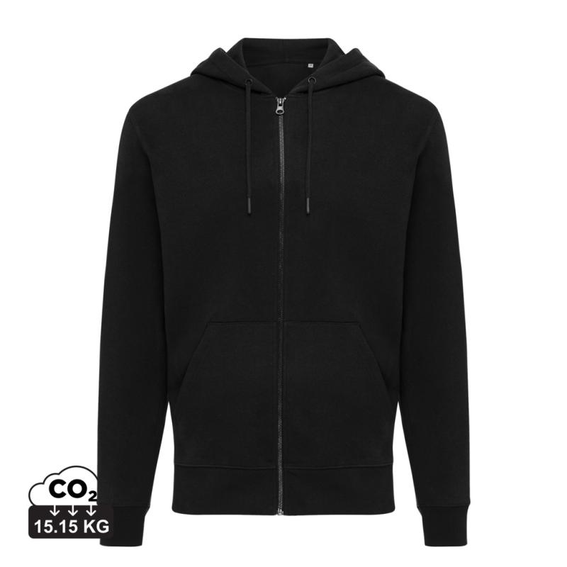 Mikina na zips s kapucňou IQONIQ Abisko z recykl. bavlny čierna M