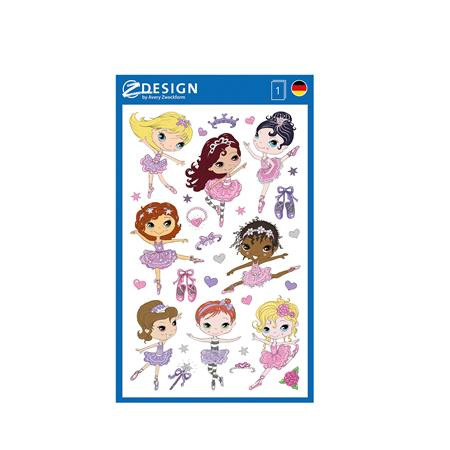 Nálepky, papier, 1 hárok, 76x120 mm, AVERY ZWECKFORM, "Z-Design No.53221", balerína