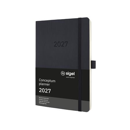 Diár, A5, týždenný, 2026, mäkká obálka, SIGEL "Conceptum", čierny 2