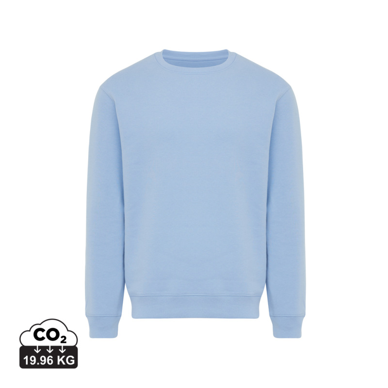 IQONIQ Toria Unisex mikina s okrúhl. výstrihom z rec. bavlny sky blue S