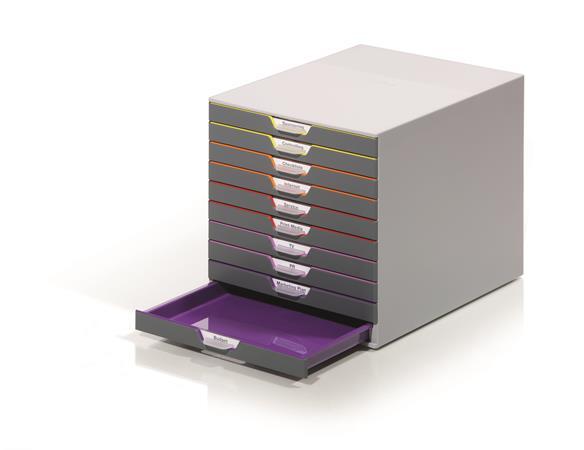 DURABLE Zásuvkový box, plastový, 10 zásuviek, DURBALE "VARICOLOR® 10", sivá 3