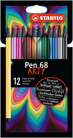 Fixky, sada, 1 mm, STABILO "Pen 68 ARTY", 12 rôznych farieb 1