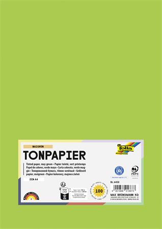 Farebný papier, A4, 130 g, 100 listov, FOLIA, svetlozelený