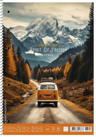 Špirálový zošit, A4, štvorčekový, 80 listov, SHKOLYARYK "Spirit of Freedom", mix 2