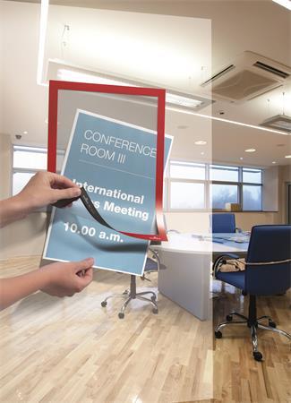 Informačný panel, A4, samolepiaci, DURABLE "DURAFRAME®", červená 6
