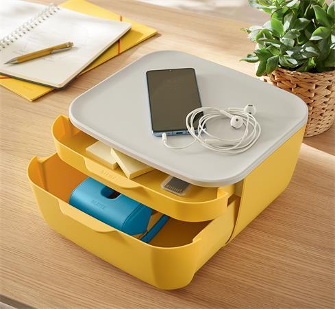 Zásuvkový box, plastový, 2 zásuvky, LEITZ "Cosy", teplá žltá 4