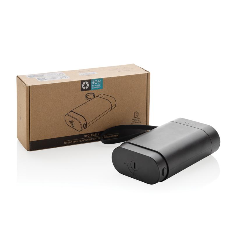 Powerbanka 10000mAh CycleCell s odnímateľnou batériou čierna 12
