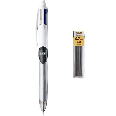 Guľôčkové pero, 3 farby, s mikroceruzkou, BIC "4 Colours" + grafitová náplň 2