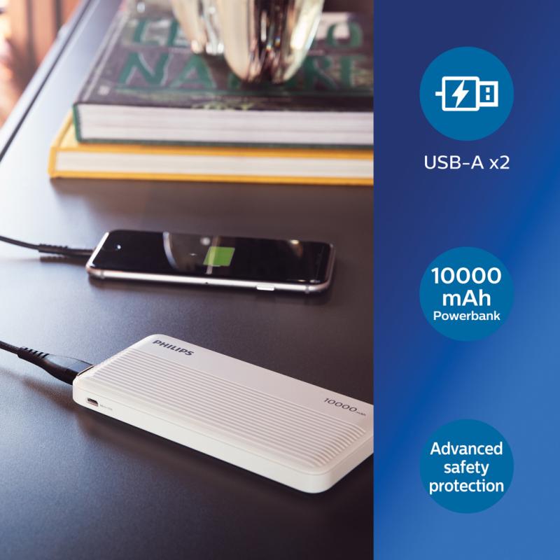 Slim powerbanka 10 000 mAh Philips biela 8