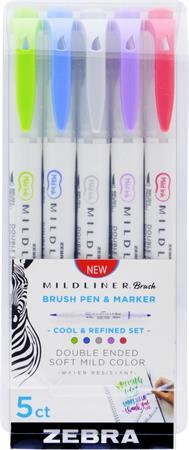 Fixky, sada, obojstranné, ZEBRA "Mildliner Cool & Refined", 5 farieb 1