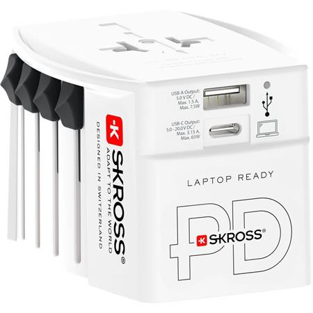 Adaptér pre svetových cestovateľov, 1xUSB-A, 1xUSB-C PD, 65W, USB-C kábel, SKROSS 1