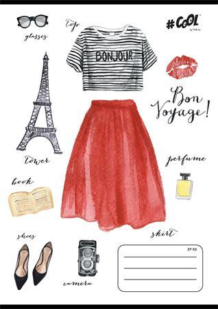 Zošit, A5, štvorčekový, 32 listov, COOL BY VICTORIA, "Boho fashion", 27-32 1