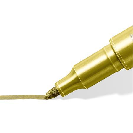 Dekoračný popisovač, 1-2 mm, kužeľový, STAEDTLER, 6 rôznych kovových farieb, darček: čiern 2