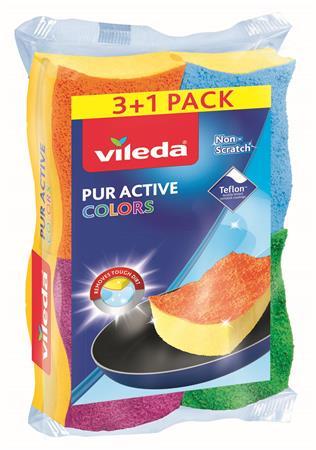 Špongia na riad, 3+1 ks,  VILEDA "Color Pur Active Colors" 1