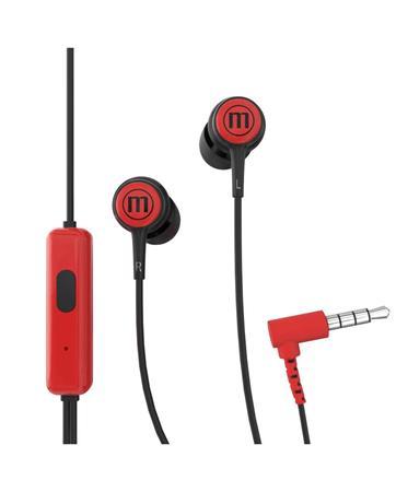 Slúchadlá, s mikrofónom, MAXELL "Tips", červená-čierna 2
