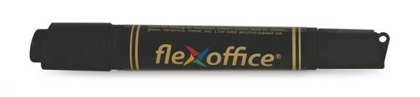 Permanentný popisovač, 0,8/6,0 mm, kužeľový/zrezaný, obojstranný, FLEXOFFICE "PM04", čiern
